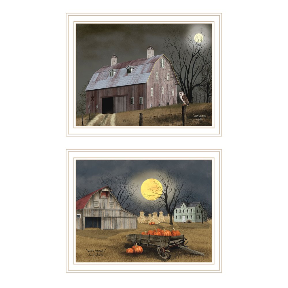 Set Of Two Autumn Moonlit Nights White Framed Wall Art HomeRoots