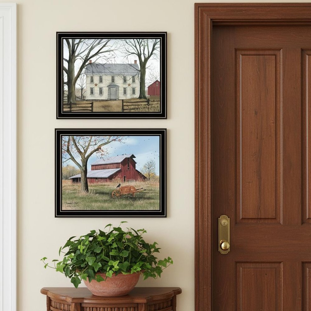 Set Of Two Early American Homestead Black Framed Wall Art — view 6