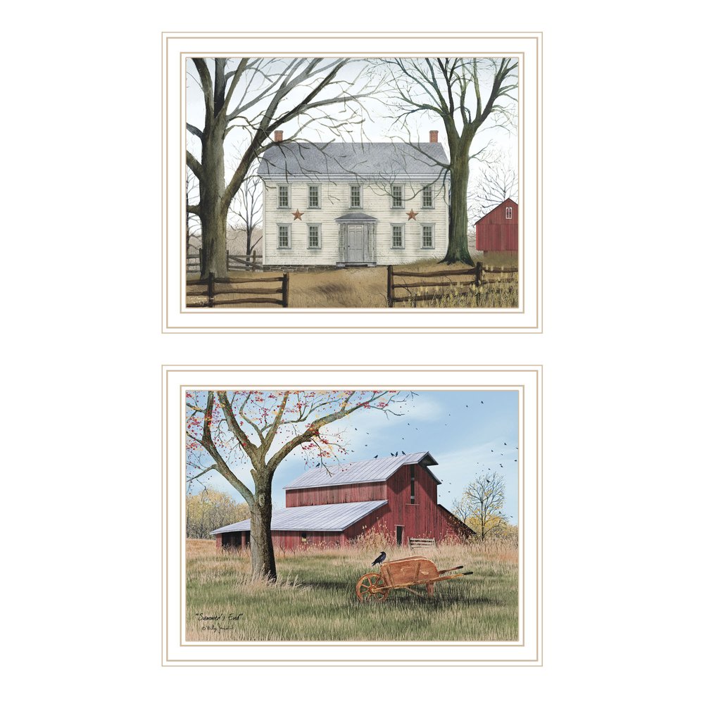 Set Of Two Early American Homestead White Framed Wall Art — view 1