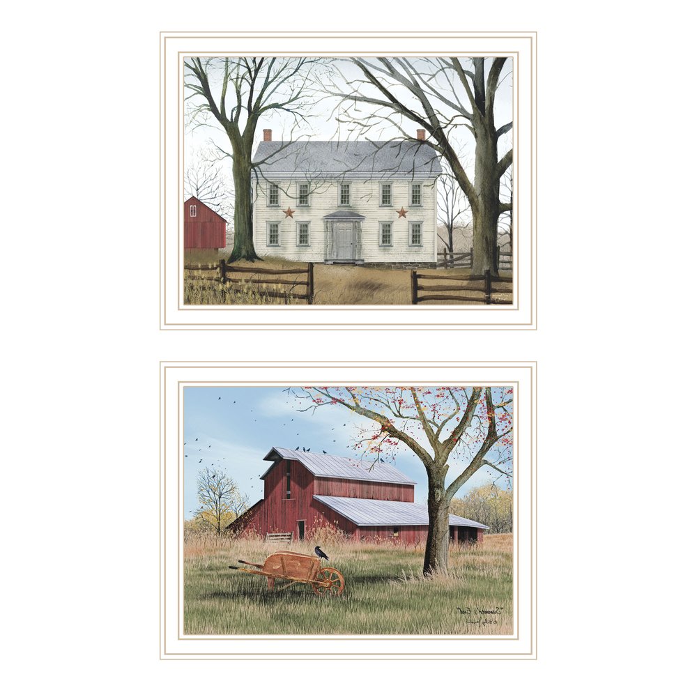Set Of Two Early American Homestead White Framed Wall Art — view 2