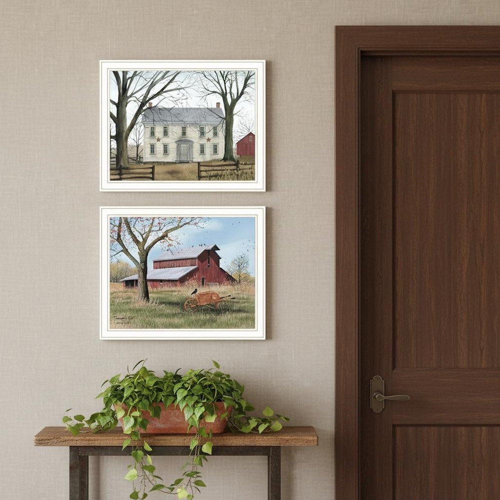 Set Of Two Early American Homestead White Framed Wall Art HomeRoots