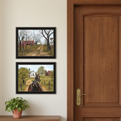 Set Of Two Sunday Drive And The Old Dirt Road Black Framed Wall Art HomeRoots