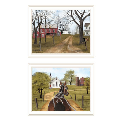 Set Of Two Sunday Drive And The Old Dirt Road White Framed Wall Art HomeRoots
