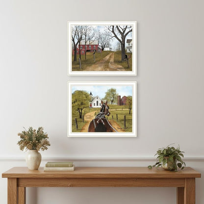 Set Of Two Sunday Drive And The Old Dirt Road White Framed Wall Art HomeRoots