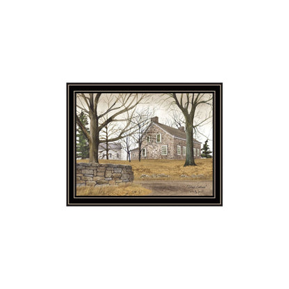 Set Of Two Stone Cottage Farmhouse and White Wooden Barn Black Framed Wall Art HomeRoots