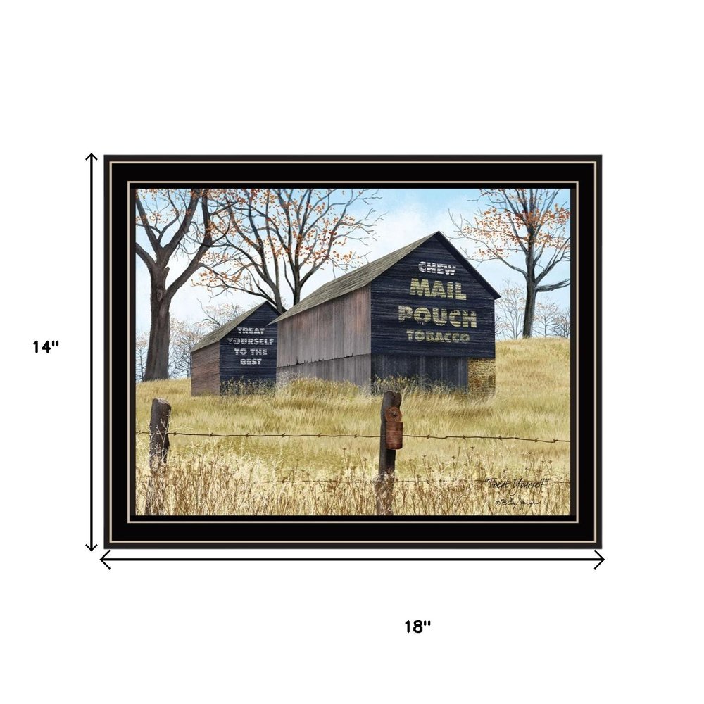Set Of Two Mail Pouch Barn And Buck County Bridge Black Framed Wall Art HomeRoots