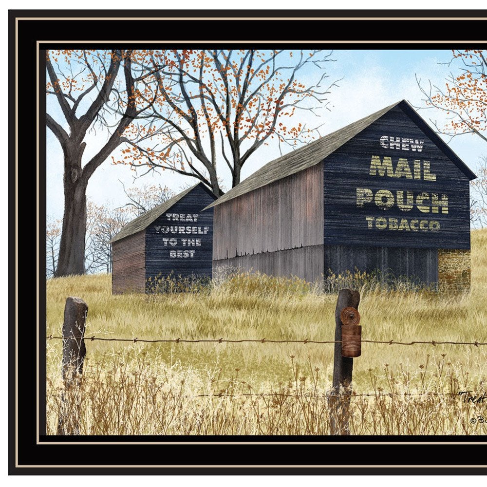 Set Of Two Mail Pouch Barn And Buck County Bridge Black Framed Wall Art — view 2