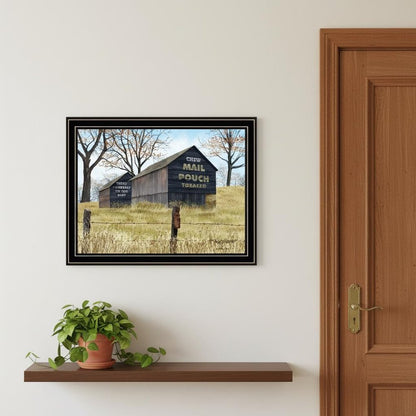 Set Of Two Mail Pouch Barn And Buck County Bridge Black Framed Wall Art HomeRoots