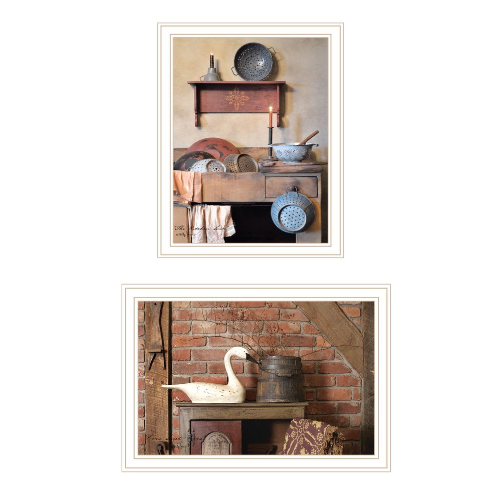 Set Of Two Home Sweet Home White Framed Wall Art — view 1