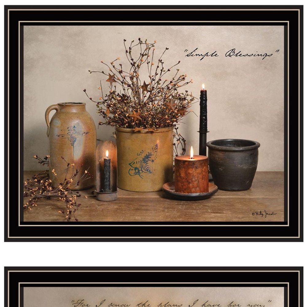 Set Of Two Simple Blessings Black Framed Wall Art — view 3