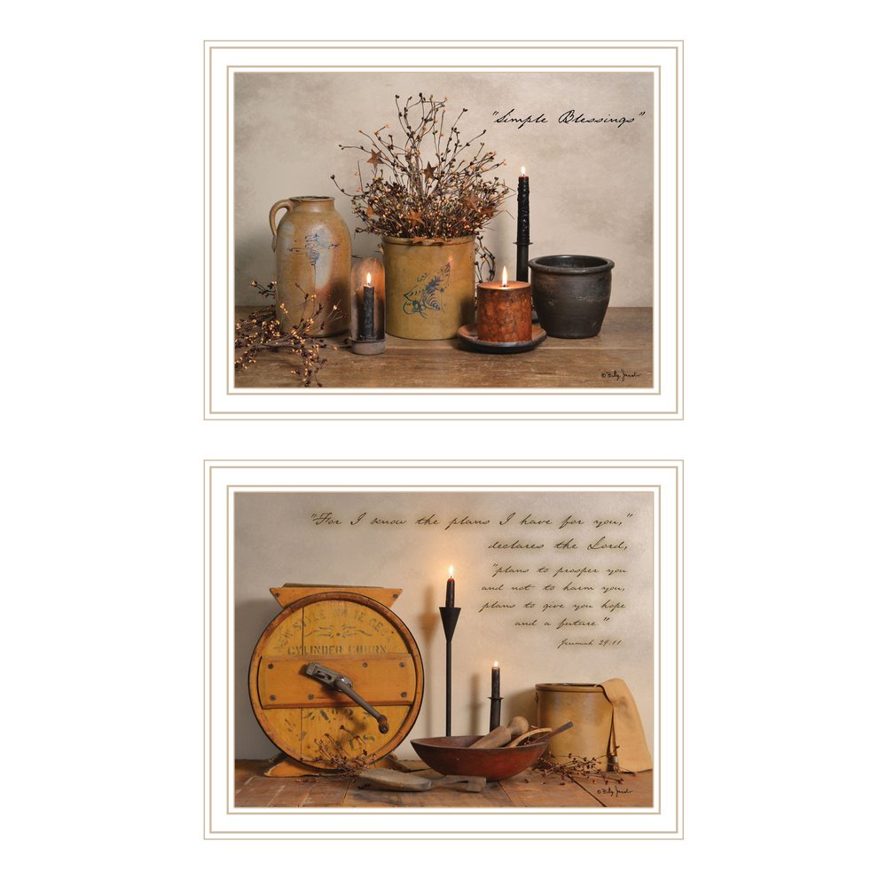 Set Of Two Simple Blessings White Framed Wall Art HomeRoots