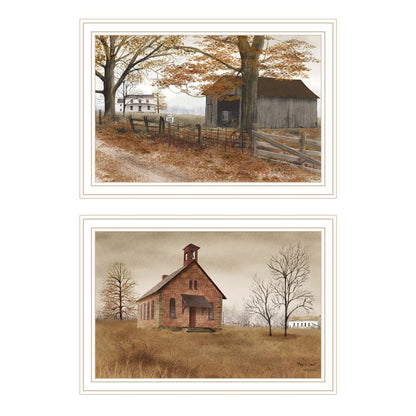Set Of Two Old Country Road White Framed Wall Art HomeRoots