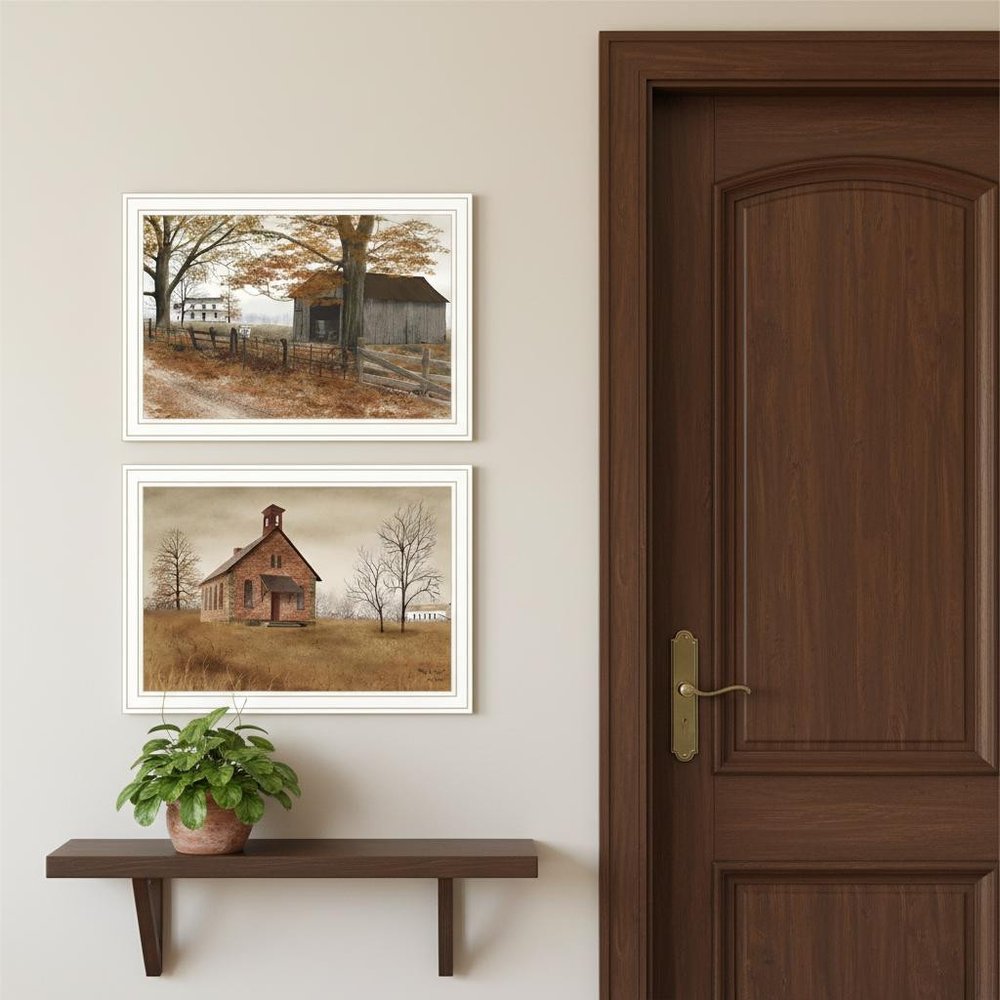 Set Of Two Old Country Road White Framed Wall Art — view 5