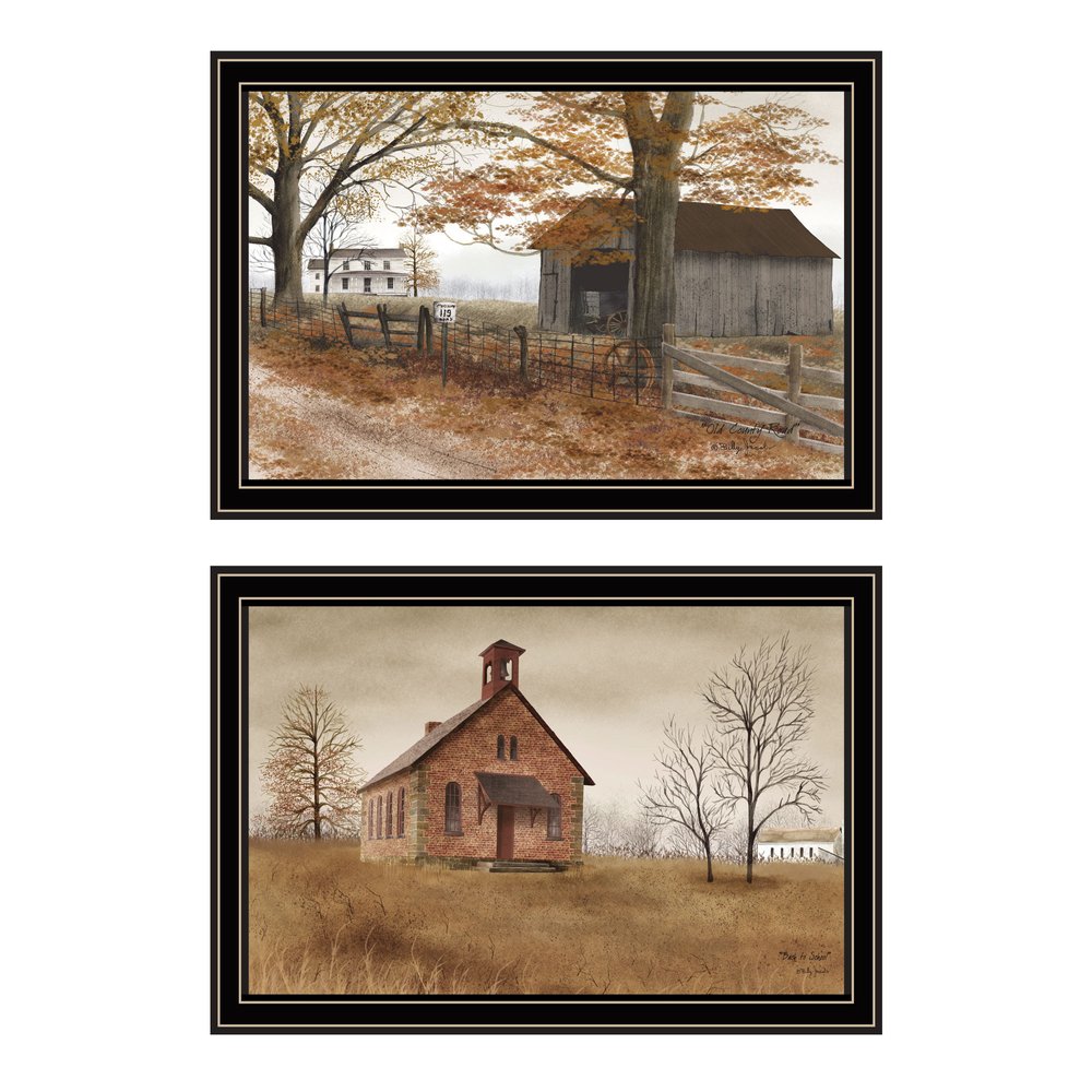 Set Of Two Old Country Road Black Framed Wall Art — view 1
