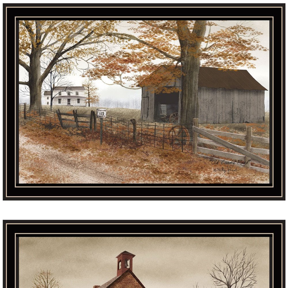 Set Of Two Old Country Road Black Framed Wall Art — view 3