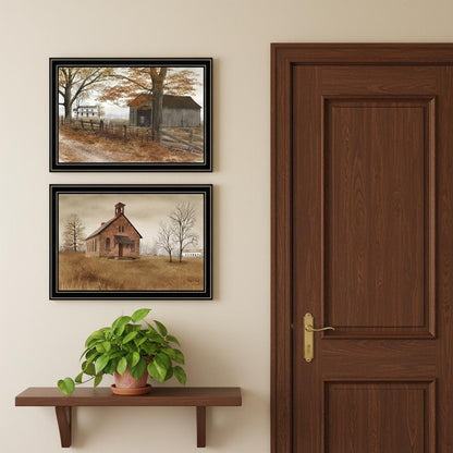 Set Of Two Old Country Road Black Framed Wall Art HomeRoots