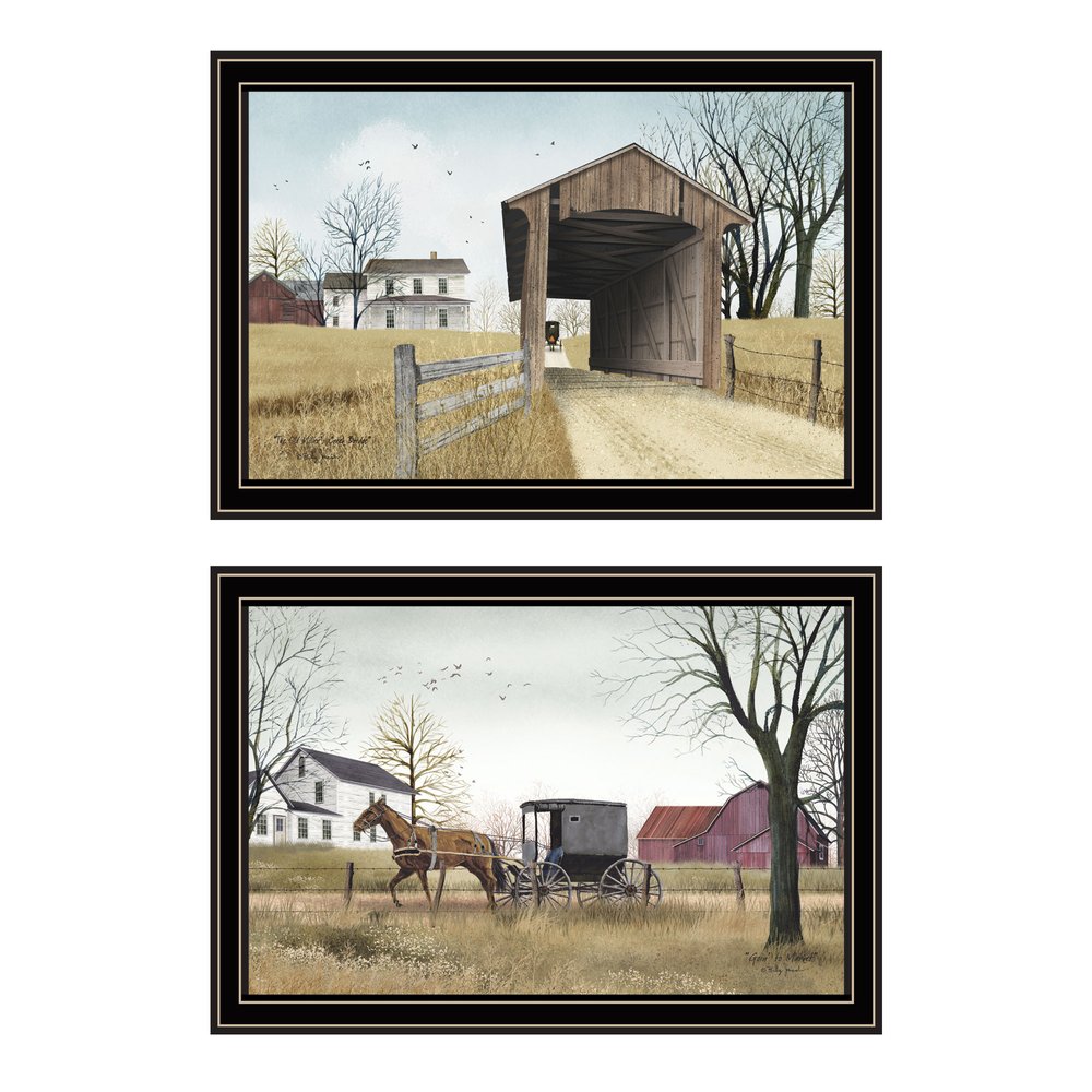 Set Of Two Going to Market Black Framed Wall Art — view 1