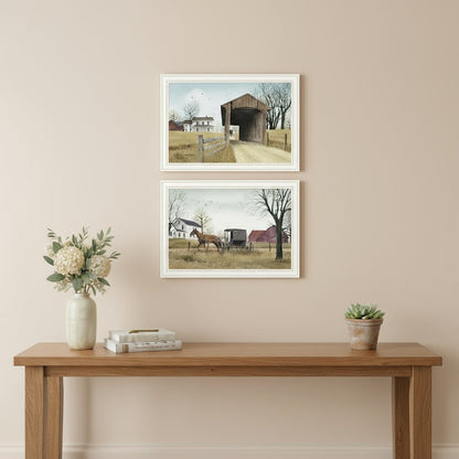 Set Of Two Going to Market White Framed Wall Art HomeRoots