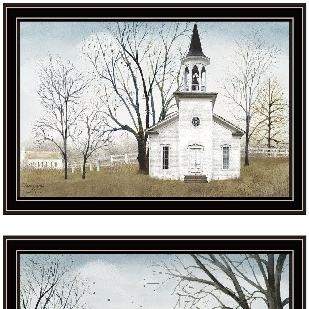 Set Of Two Amazing Grace Sunday Service Black Framed Wall Art HomeRoots