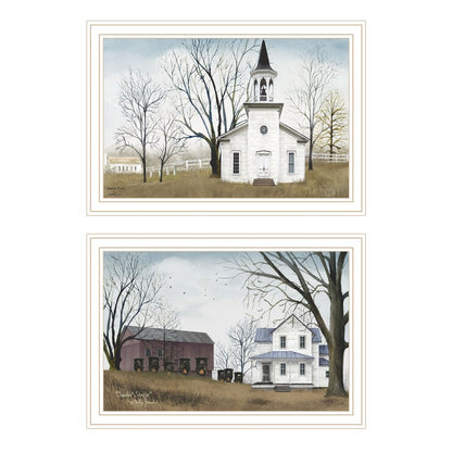 Set Of Two Amazing Grace Sunday Service White Framed Wall Art HomeRoots
