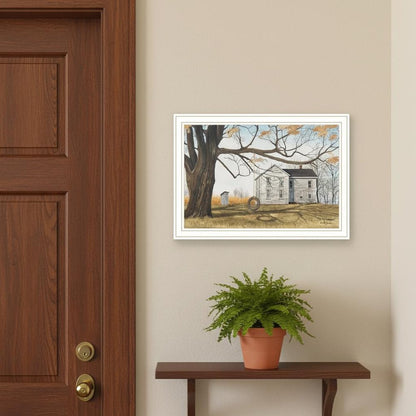 Set Of Two Farmhouse Barn And Pumpkin Wagon White Framed Wall Art HomeRoots