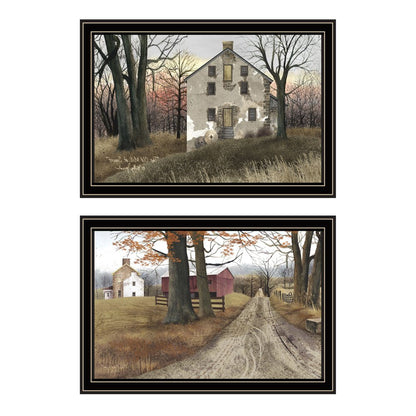 Set Of Two The Old Mill And A Road Home Black Framed Wall Art HomeRoots