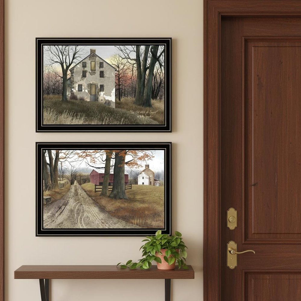 Set Of Two The Old Mill And A Road Home Black Framed Wall Art — view 6