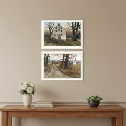 Set Of Two The Old Mill And A Road Home White Framed Wall Art HomeRoots