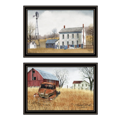 Set Of Two Washday and Granddad's Old Truck Black Framed Wall Art HomeRoots