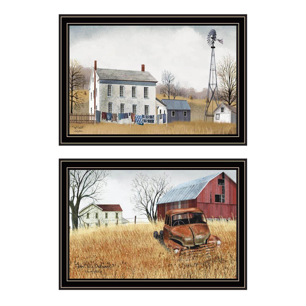 Set Of Two Washday and Granddad's Old Truck Black Framed Wall Art HomeRoots