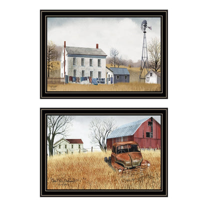 Set Of Two Washday and Granddad's Old Truck Black Framed Wall Art HomeRoots