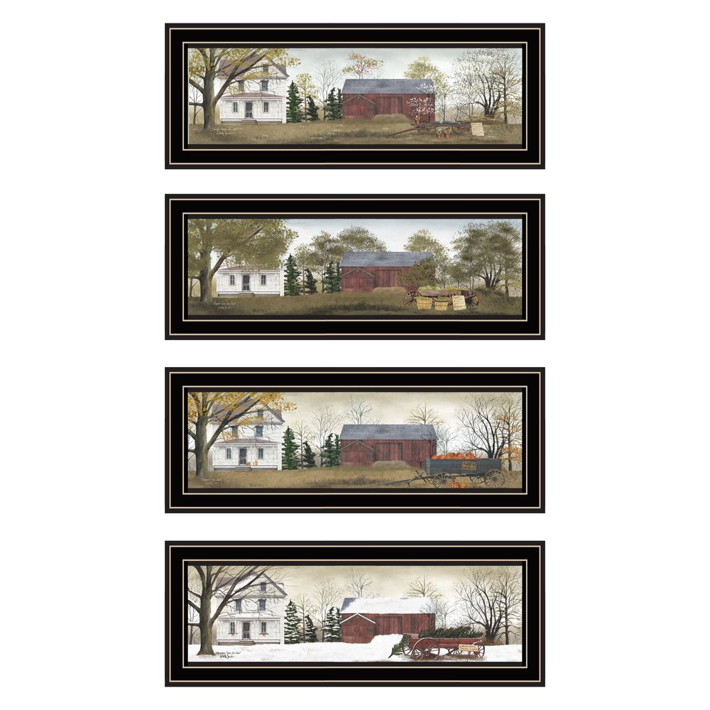 Set Of Four Billy Jacob's Four Seasons Homesteads Black Framed Wall Art HomeRoots