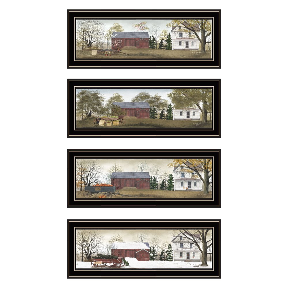 Set Of Four Billy Jacob's Four Seasons Homesteads Black Framed Wall Art HomeRoots