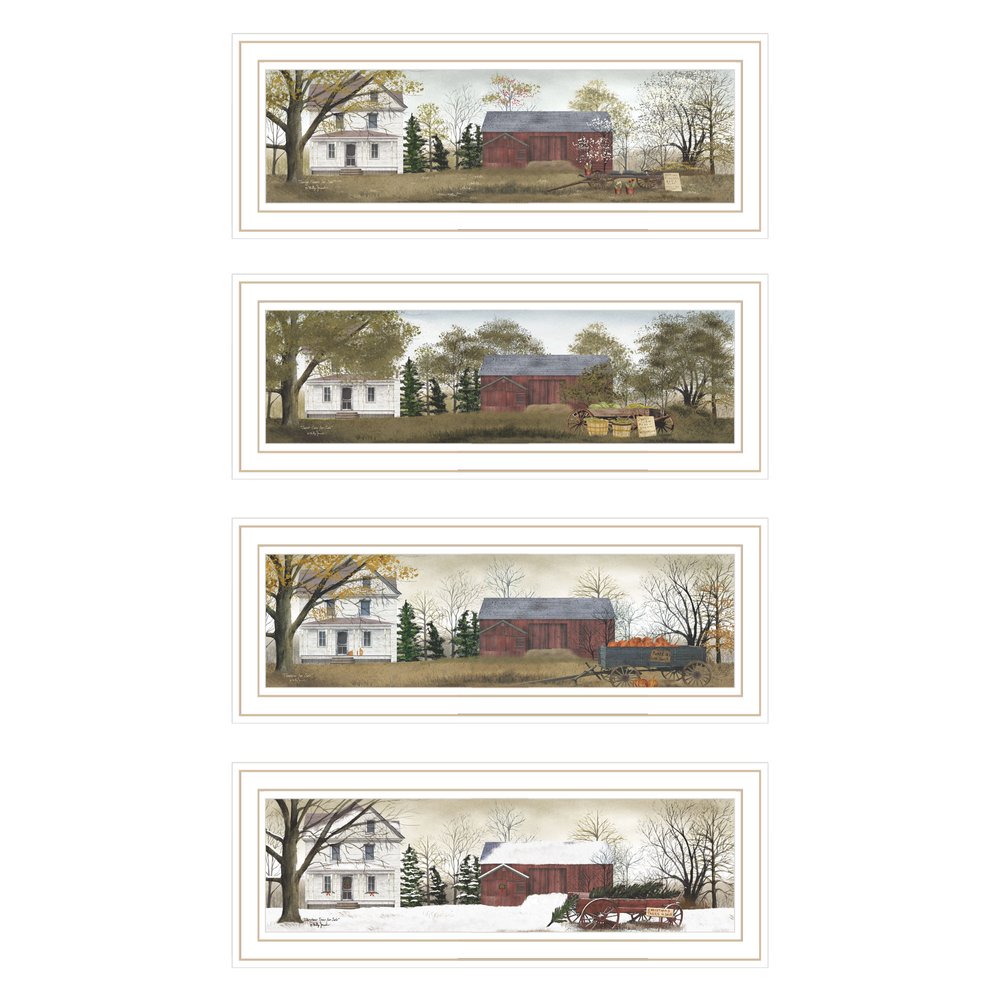 Set Of Four Billy Jacob's Four Seasons Homesteads White Framed Wall Art — view 1