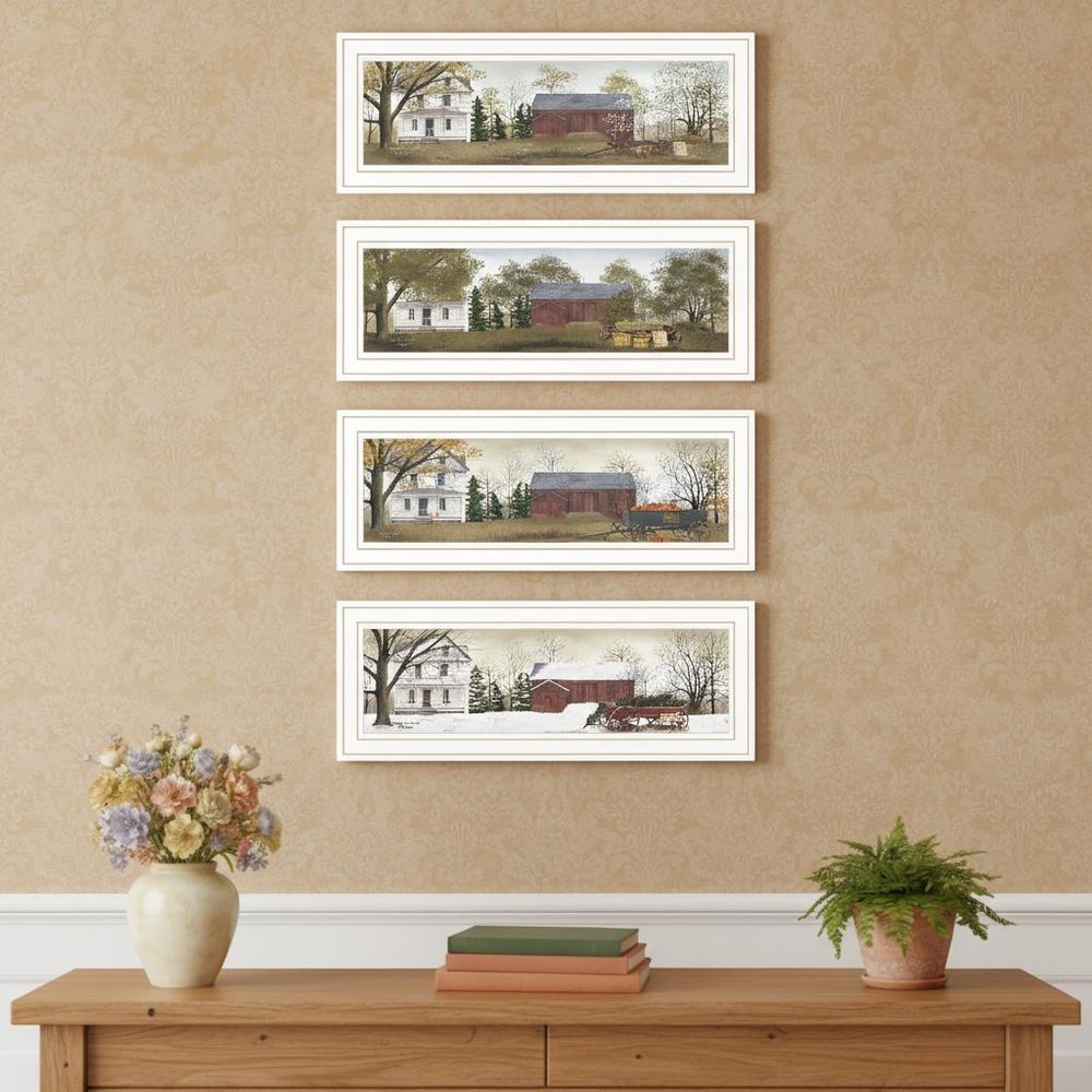 Set Of Four Billy Jacob's Four Seasons Homesteads White Framed Wall Art HomeRoots