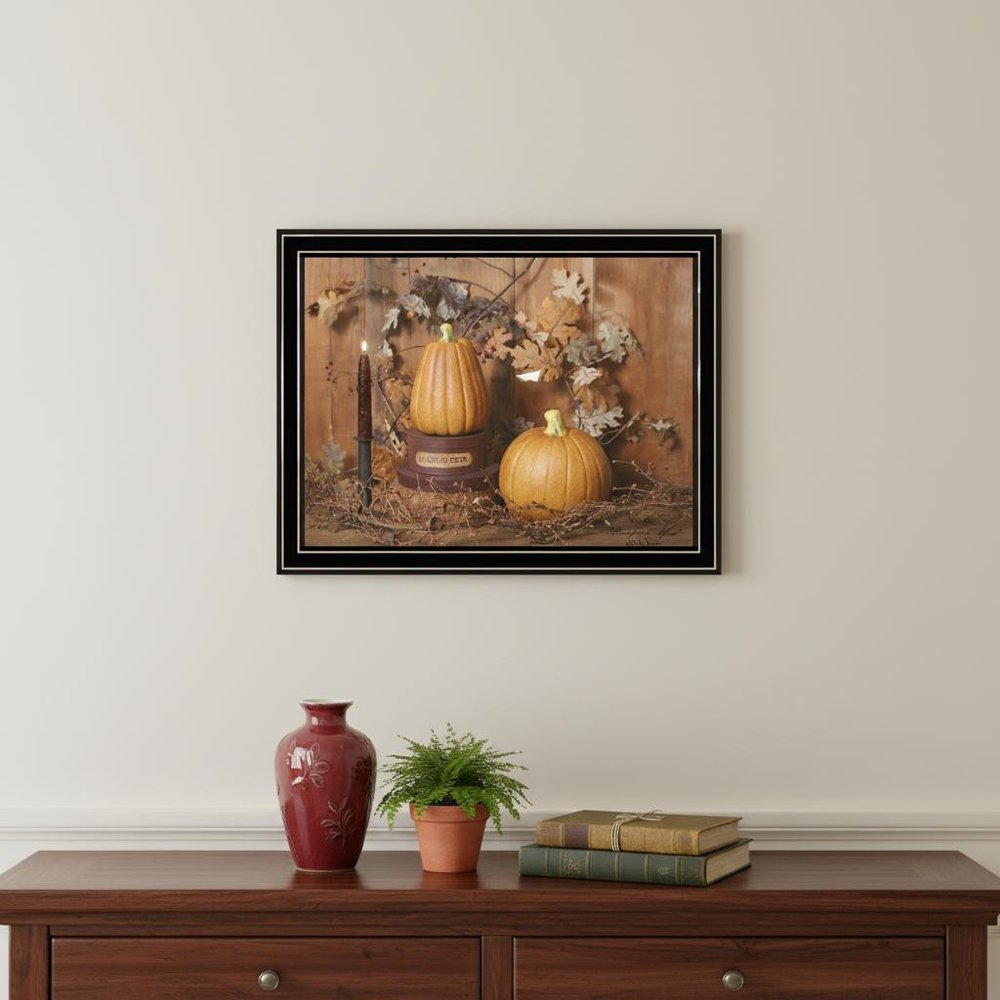 Set Of Two Friends and Pumpkins Black Framed Wall Art HomeRoots