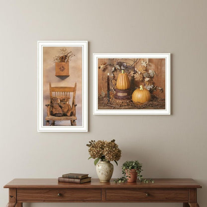 Set Of Two Friends and Pumpkins White Framed Wall Art HomeRoots