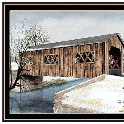Set Of Two Winter Covered Bridges Black Framed Wall Art HomeRoots