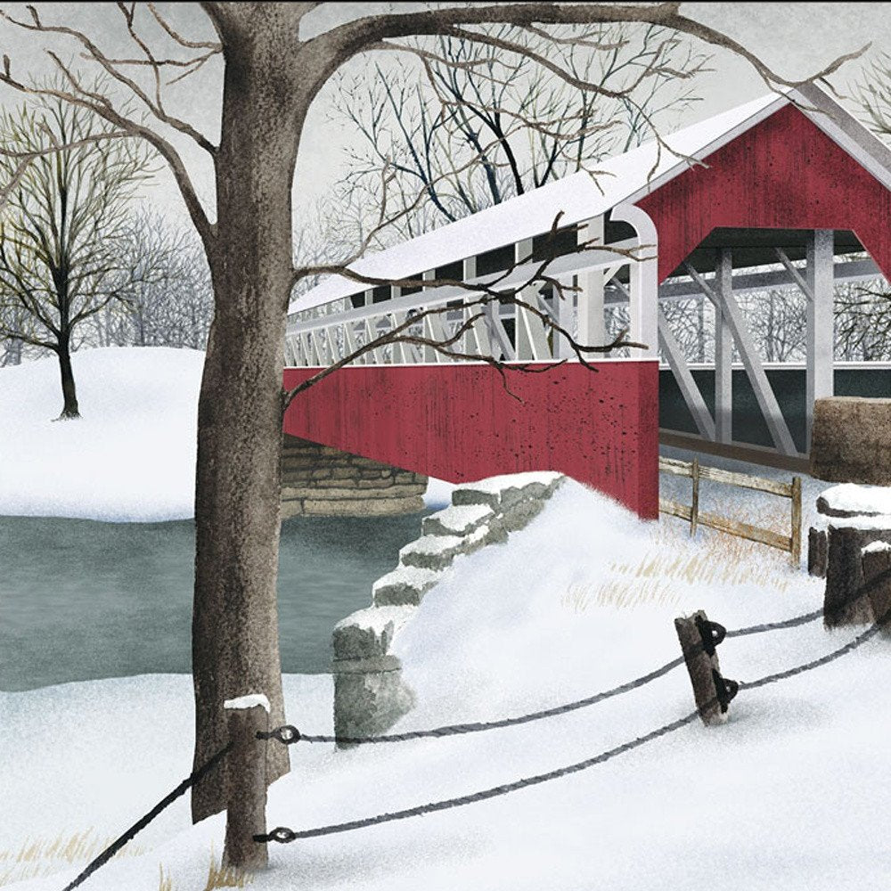 Set Of Two Winter Covered Bridges Black Framed Wall Art HomeRoots