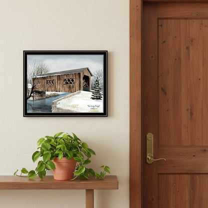 Set Of Two Winter Covered Bridges Black Framed Wall Art HomeRoots