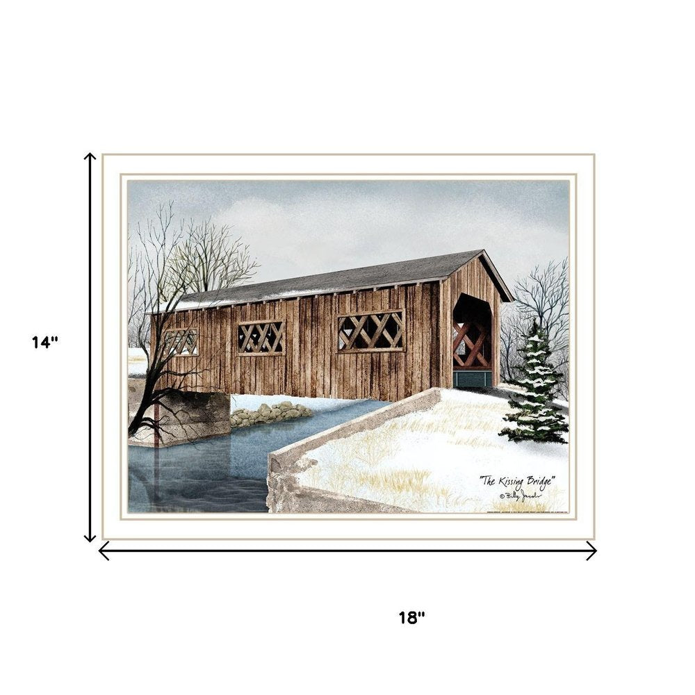 Set Of Two Winter Covered Bridges White Framed Wall Art HomeRoots