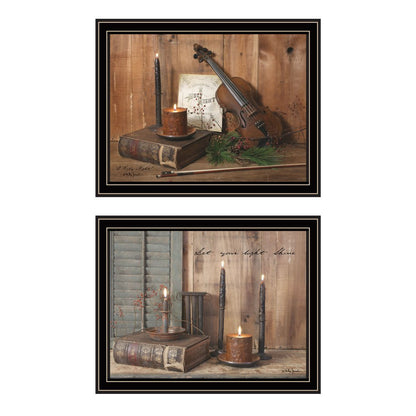 Set Of Two Candlelight O Holy Night Black Framed Wall Art HomeRoots