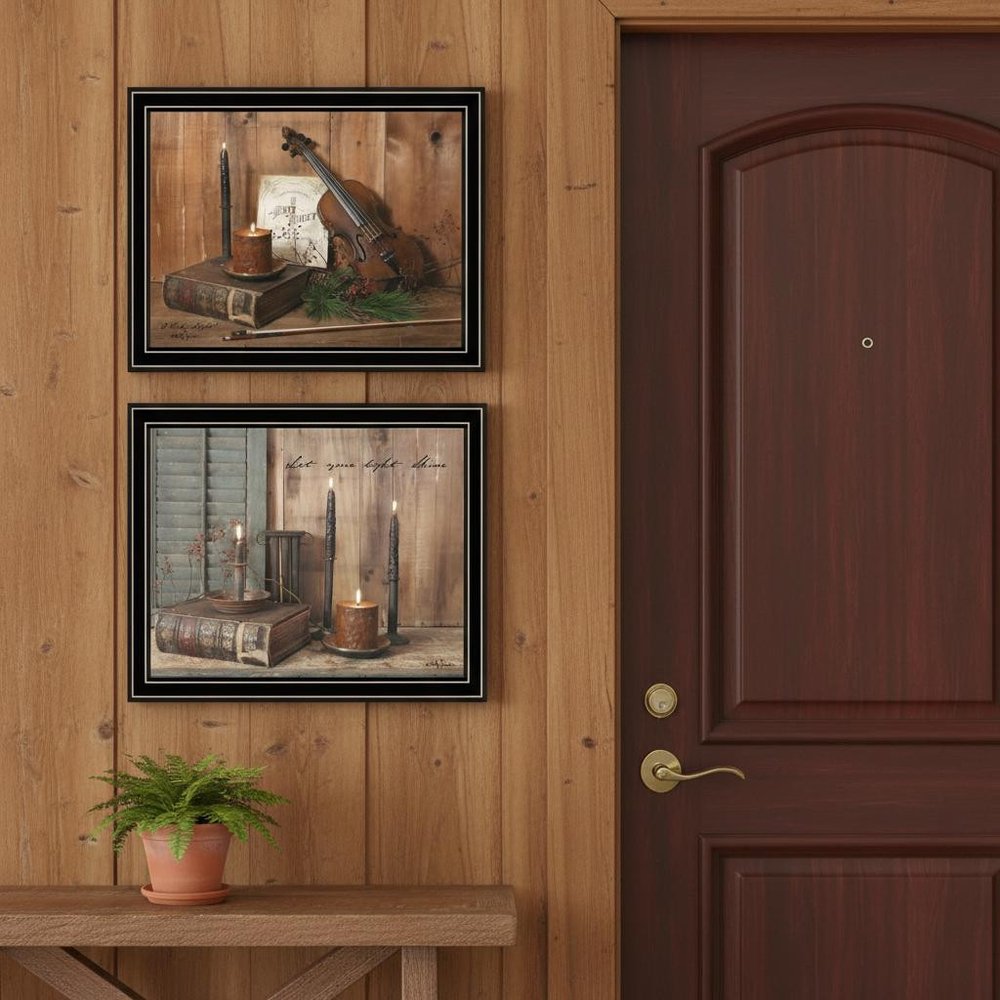 Set Of Two Candlelight O Holy Night Black Framed Wall Art HomeRoots