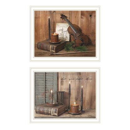 Set Of Two Candlelight O Holy Night White Framed Wall Art HomeRoots