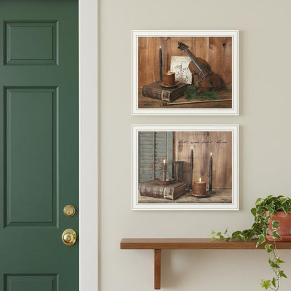 Set Of Two Candlelight O Holy Night White Framed Wall Art HomeRoots
