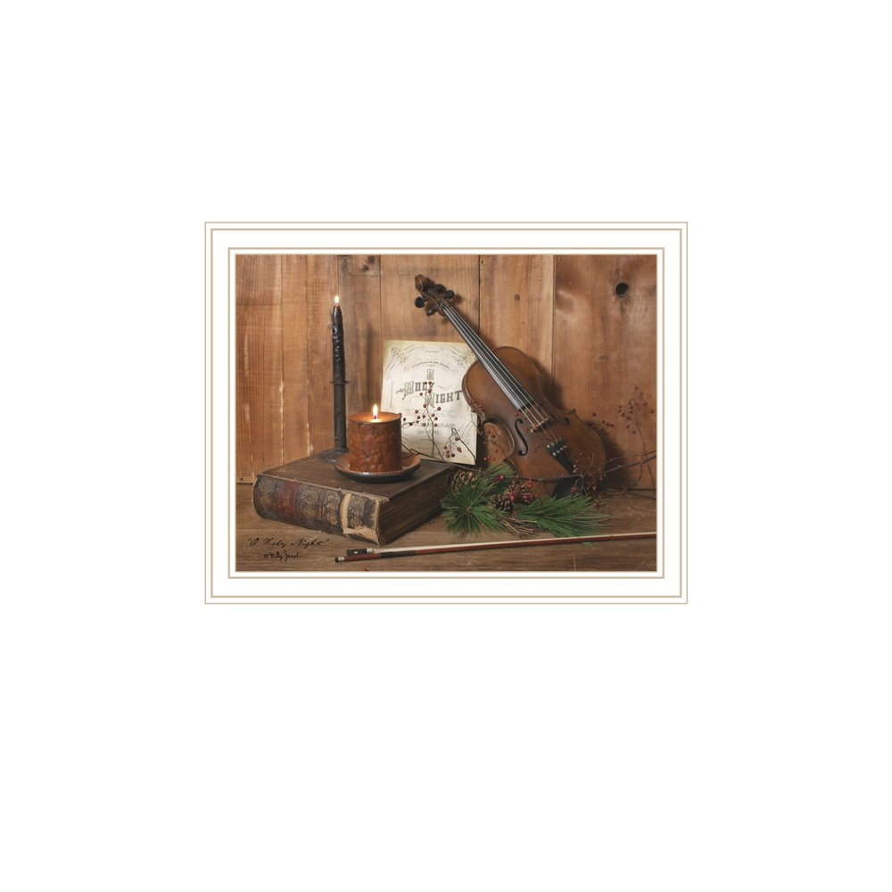 Set Of Two Candlelight O Holy Night White Framed Wall Art — view 3