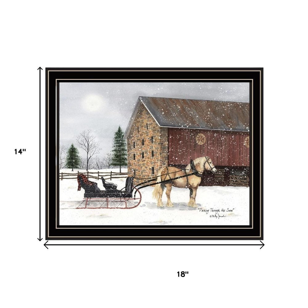 Set Of Two Sleigh Ride to Grandma's Black Framed Wall Art HomeRoots