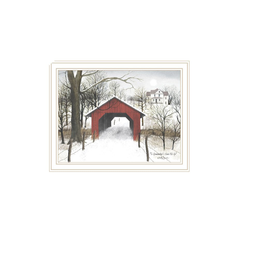 Set Of Two Sleigh Ride to Grandma's White Framed Wall Art — view 3