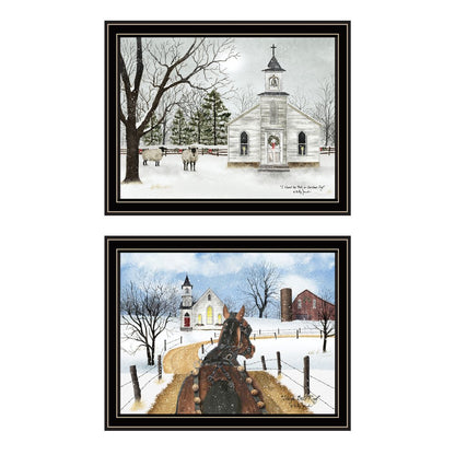 Set Of Two Sleigh Bells Ring Black Framed Wall Art HomeRoots