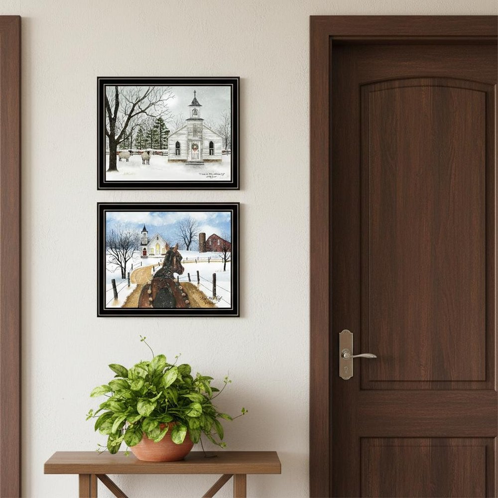 Set Of Two Sleigh Bells Ring Black Framed Wall Art HomeRoots